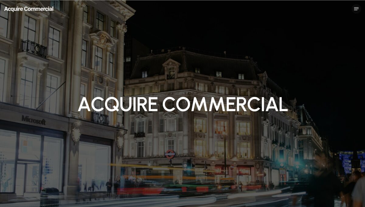 Acquire Commercial website homepage